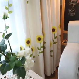 Vorhang European Country Sunflower Bestickte Luxusvorhänge für Wohnzimmer Schlafzimmer Blackout Kinder Tüll Elegant Fenster Custom