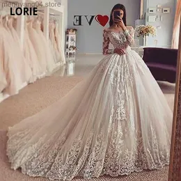 Abiti da festa Maniche lunghe Applicazioni in pizzo Abiti da sposa Abiti da ballo Abiti da sposa Plus Size Illusion Matrimonio Principessa Abito da festa 2020 T230502