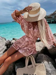 Męskie koszule seksowne głębokie kombinezon na szyję dla kobiet Summer Buho Beach wakacyjny strój wakacyjny moda