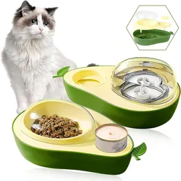 Feeding New 690ml Pet Dog Cat Feeder Bowl for Dogs Automatic Drinking Water Bottle Kitten Bowls Slow Food Feeding Container Supplies