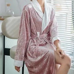 Kvinnors sömnkläder Plush Pyjamas Hemkläder för kvinnor Szlafrok Damski Robe Autumn Winter Solid Color Korean Rumkläder