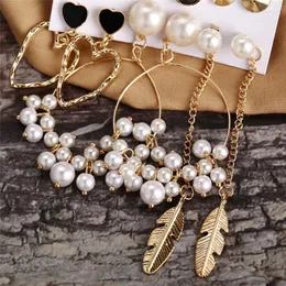 Stud Küpeler İnci Vintage Moon Kadınlar İçin Set Boho Tassel Geometrik Kalp Twist Küpe 2023 DIY Bohem Takı