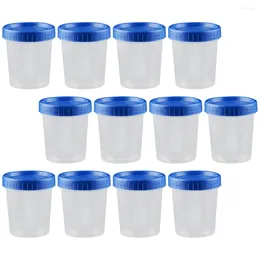Storage Bottles 25 Pcs Blue Lid Measuring Cup Containers Lids Specimen Cups Urine Graduated Pp Sample