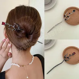 Vintage kinesisk stil hårnålar hår stick kvinnor metall blomma gaffel hår pinnar kvinna flickor smycken tillbehör