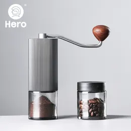 Mills Hero Manual Coffee Grinder Stainless Steel Burr S02 커피 빈 밀링 머신 휴대용 고품질 핸드 미니 그라인더 밀스