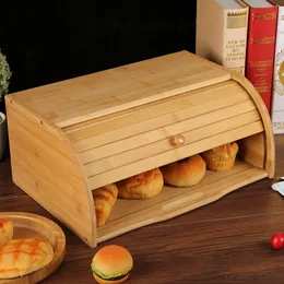 Storage Bottles Large Capacity Bamboo Bread Bin Box Kitchen Food Containers Snack For Countertop