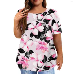 Damen-T-Shirts Damen-Oberteile Kurzarm-Tunika mit O-Ausschnitt, niedlich, elegant, lässig, sexy Sommer