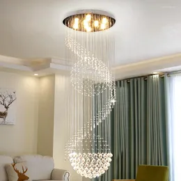 Chandeliers Staircase Crystal Chandelier Modern Indoor Lighting For Living Room Stair Lobby Led Home Lamp Fixtrue Stainless Cristal Lustre