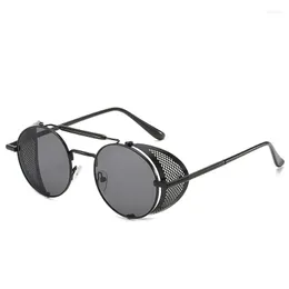Sunglasses Steampunk Men Women Personalized Windshield Glasses Retro Color Film Reflective Round