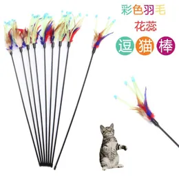 ألعاب Pet Products Cat Supplies Color Pistils Feather Feather Fiesh Toys Cat Teaser Sticks 30pc/Lot