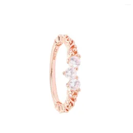 Cluster Rings Rose Gold Regal Swirl Tiara Ring Fashion Female Clear Crystals Sterling Silver Jewelry For Woman Party Proposal