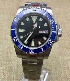 Zegarek 40 mm Blue Dial NH36 Automatyczna stalowa obudowa męska Sapphire Glass Ceramic Bezel Przezroczysta tylna tylna pokrywa mechaniczna męska G230502