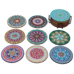 Dikiş 8pcs/set yeni DIY elmas boyama coaster mandala içecek kupası yastık slips masa placemat yalıtım pedi mutfak aksesuarları