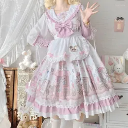 Casual Dresses MAGOGO Original Design Soft Bear Star Sweet Lolita Dress Women Long Sleeve OP Cartoon Bow