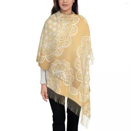 Sciarpe Golden Flower Of Life Mandala Sciarpa Donna Moda Inverno Autunno Avvolgere Scialle Geometria Sacra Tassel Wraps