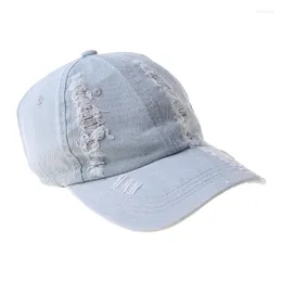 ベレー帽ユニセックスビンテージウォッシュデニム野球帽を苦しめたリッピングホール通気穴の屋外調整可能スナップバックドロップ