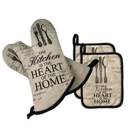 Ugnsmittor och grytor BBQ-handskar-oonvända mittor och grythållare för matlagning av 2 ugnsmittor 2 pottenhållare sätter upp värmesoleringskuddar vita