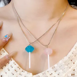 Pendant Necklaces 2023 Fashion Creative Colorful Lollipop Necklace Women Cute Clavicle Chain Japanese Sweet Girl Choker Jewelry