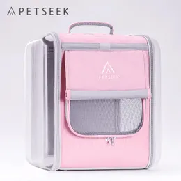 Houses Petseek Pet Carrier Backpack Foldable Cat Bag Out Portable Cat Big Suitcase Box Capsule Large Space for Outdoor Travelling