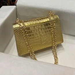 Akşam Çantaları Orijinal Deri Zincir Çantası Timsah Desen Üst Kalite Omuz Crossbody Kadın Noble Çanta Moda Debriyaj Çantası Gönderme Kutusu