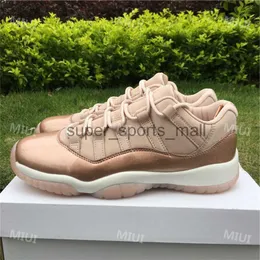 Topp 11 Low GS Rose Gold Metallic Bronze Women Basketball Shoes XI Sports Trainers Sneakers Girls Blue With Box Size 3643