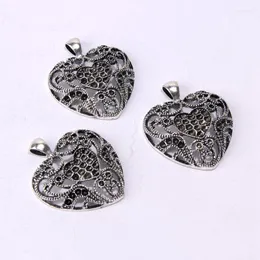 Charms 1 st antik silverpläterat stort hjärta för DIY -smycken som tillverkar halsband hänge leveranser tillbehör