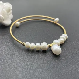 Bangle Natural Freshwater Pearl Armband Simple Handwound Öppet för kvinnor grossistpris