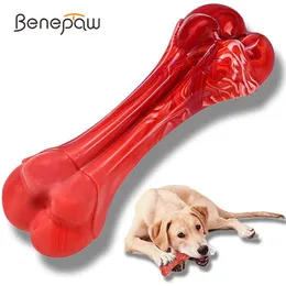 Brinquedos benepaw durável osso de cão de náilon sabor de carne não tóxico pet filhote de cachorro brinquedos para mastigadores agressivos dentição treinamento filhote de cachorro jogo jogo