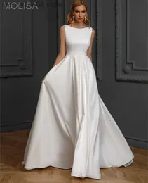 فساتين الحفلات البسيطة Vestidos de Novia White Satin Wedding Dresses 2022 A Line V Neck Cheap Boho Bridal Bridal for Brides Robe de Marie T230502