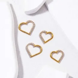 Titanium Inlaid Iced Out Cubic Zircon Heart Shaped Earrings Closed Loop Huggie Hoop Earring For Women High Quality Cartilage Puncture 16G Fashion Piercing Jewelry