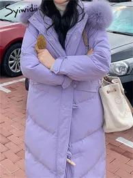 Parkas Syiwidii longue veste bouffante femmes Parkas automne hiver 2022 nouveaux manteaux chauds épais avec une capuche en fourrure décontracté mode coréenne vêtements d'extérieur