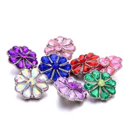 Clasps Hooks Colorf Rhinestone Chunk Clasp 18Mm Snap Button Teardrop Zircon Flower Charms Bk For Snaps Diy Jewelry Findings Suppli Dhk98