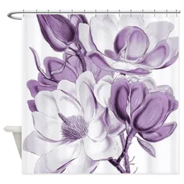 Curtains Magnolia Purple Dream Shower Curtain Mat Decorative Waterproof Polyester Fabric Bathroom Curtain Set Home Bath Decor Multisize