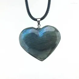 Collane con ciondolo 1PC Pietra di gioielli in cristallo di cuore labradorite naturale per donna Pietra di luna classica Silvertone