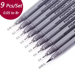 Markers 9 Pcs Waterproof Art Painting Needle Pen Fast Dry Fineliner School Drawing Sketching Journal Writing Stationery Supplies 230503