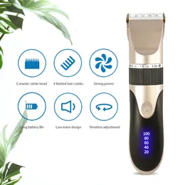 Hair Trimmer Professional Hair Clipper Men's Barber Beard Trimmer Rechargeable Ceramic Blade Hair Cutting Machine Adult Kid Haircut Low Noise 230428