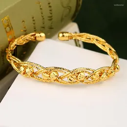 Bangle Gold Bated Beads for Women Open Ethnic Dubai Jóias de Casamento Luxury Bride Gifts Bijoux Girls