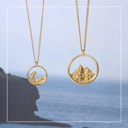 Catene Amaiyllis 18K Gold Fashion Coppia Collana Eacher Clavicle Chain Pendant Valentine # 39; s Day Gift Jewelry