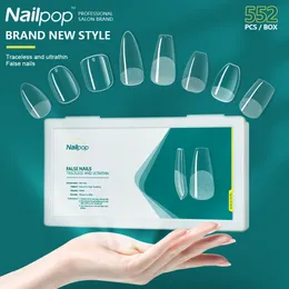 Ложные гвозди NailPop 552pcs Pro LengthMediumShort Ложные ногти Нажмите на кончики для разгибания искусственных ногтей с дизайнами аксессуаров для ногтей 230428