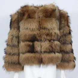 Pelliccia MENINA BONITA 2022 Nuova Giacca Invernale da Donna Grande Cappotto di Pelliccia Reale Naturale Cappuccio di Pelliccia di Procione Spessa Tuta Sportiva Calda Streetwear Rimovibile