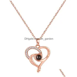 Pendant Necklaces 100 Kinds Of I Love You Language Necklace Moon Fashion Micro Set Heart Shaped Collar Chain Drop Delivery Je Dhgarden Dhkvh