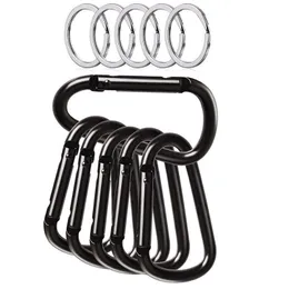 5 PCSCarabiners 10 Pcs/Set Carabiner Clip with Key Rings D Shape Carabiner Keychain Durable Spring Snap Hook for Camping Hiking Fishing P230420