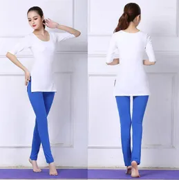 Stage Wear Latin Dance Costumes Loose Top Flare Pants Show Thin Training Suit Female Adult Classical Suits