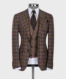 Abiti da uomo Blazer Set da uomo da sposa 2023 Plaid Costumi di Halloween di lusso Abito da 3 pezzi per uomo Indumenti sovrapposti Abiti da ballo dello sposo