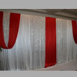 Party Decoration 20ft 0ft Wedding Backdrop Curtain Red Drapes Luxury Sequin Swag Formal Event Stage Bakgrund Bakgrund