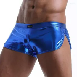 Underbyxor Mans underkläder Boxer Imitation Leather Ropa Interior Hombre Cueca Masculina Para Sexiga män