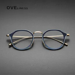 Солнцезащитные очки рамы ацетатные очки рамки мужчины винтаж негабаритный пилотный оптический рецепт Myopia Eyeglases Женщины очки очков 230428
