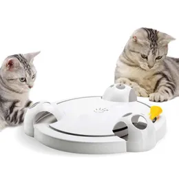 供給スマートからからかう猫スティックエレクトリック面白い猫のおもちゃ猫キャッチマウス自動スピニングターンテーブルアミューズメントプレートトレーニングツール