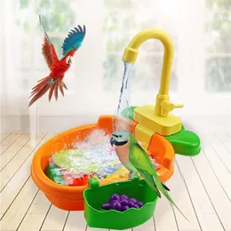 Toys Parrot Bird Bath Tub with Faucet Funny Automatic Pet Parrots Pool shower Bathtub for Small Brids Canary Entertainment Toys