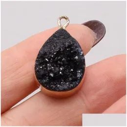 Pendant Necklaces Natural Stone Water Drop Shape Druzy Agate Pendants Charms For Jewelry Making Diy Necklace Earrings Accesso Dhgarden Dhfhz